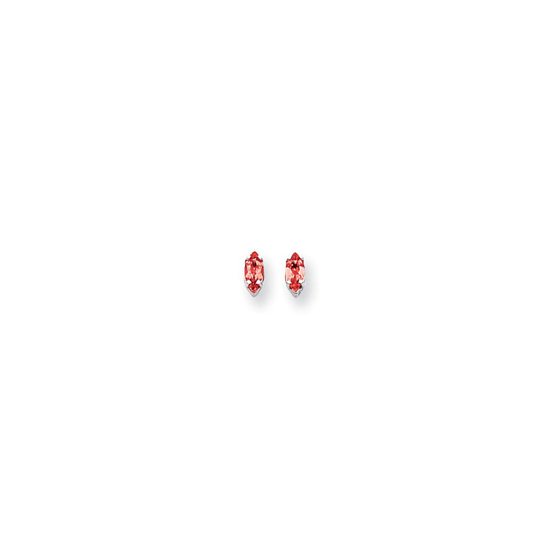 14k White Gold 6x3mm Marquise Ruby Earrings