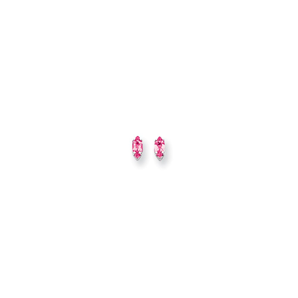 14k White Gold 6x3mm Marquise Pink Sapphire Earrings