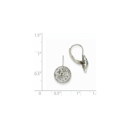 14k White Gold Real Diamond Leverback Earrings