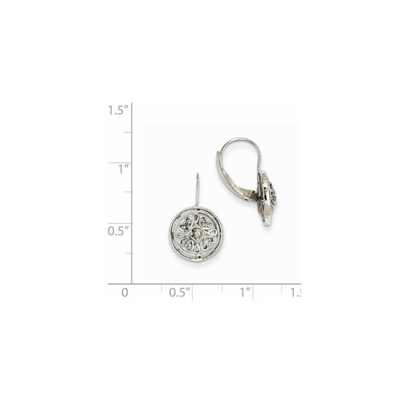 14k White Gold Real Diamond Leverback Earrings