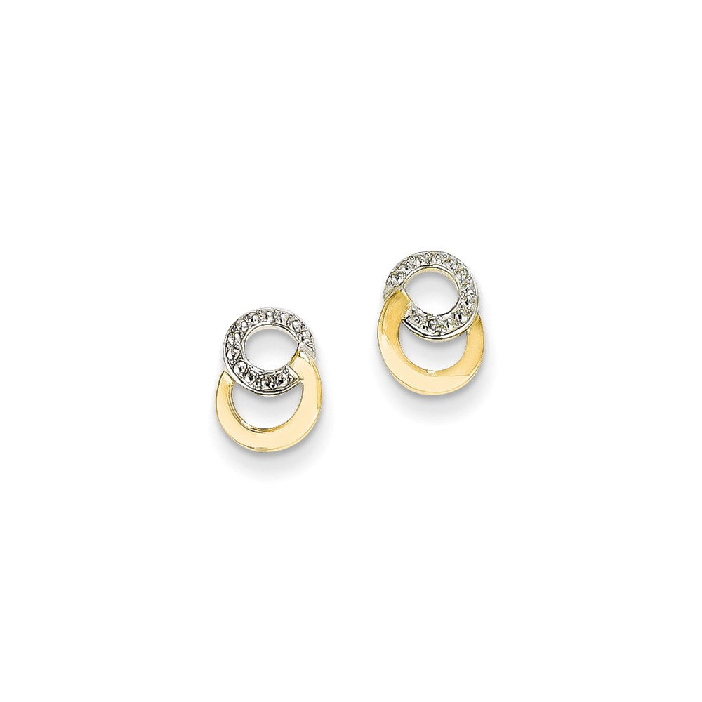 14k Yellow Gold & Rhodium Real Diamond Earrings