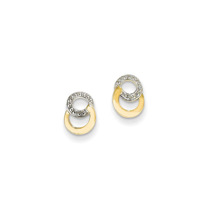 14k Yellow Gold & Rhodium Real Diamond Earrings