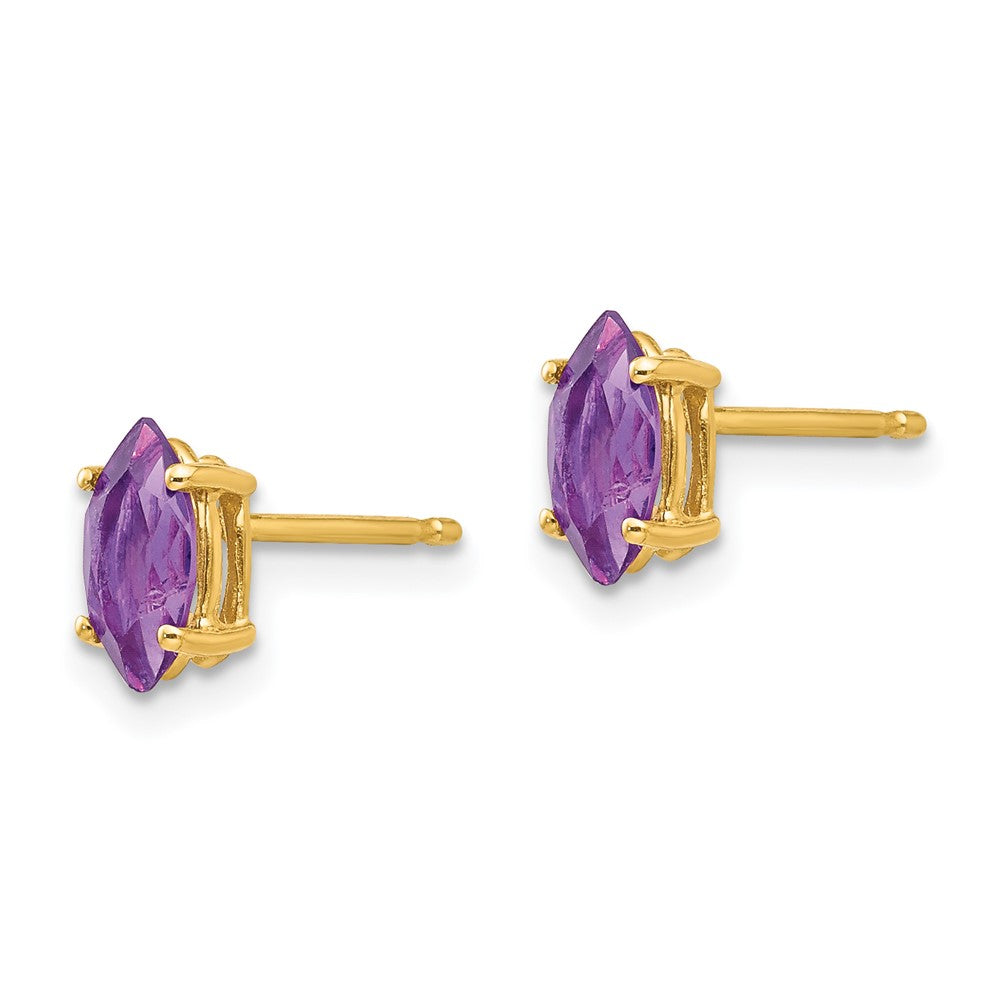 14k Yellow Gold 7x3.5mm Marquise Amethyst Earrings