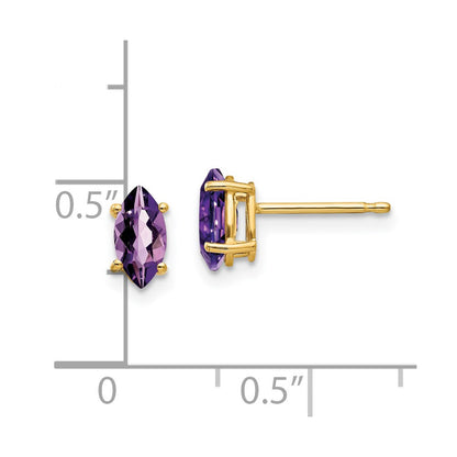 14k Yellow Gold 7x3.5mm Marquise Amethyst Earrings