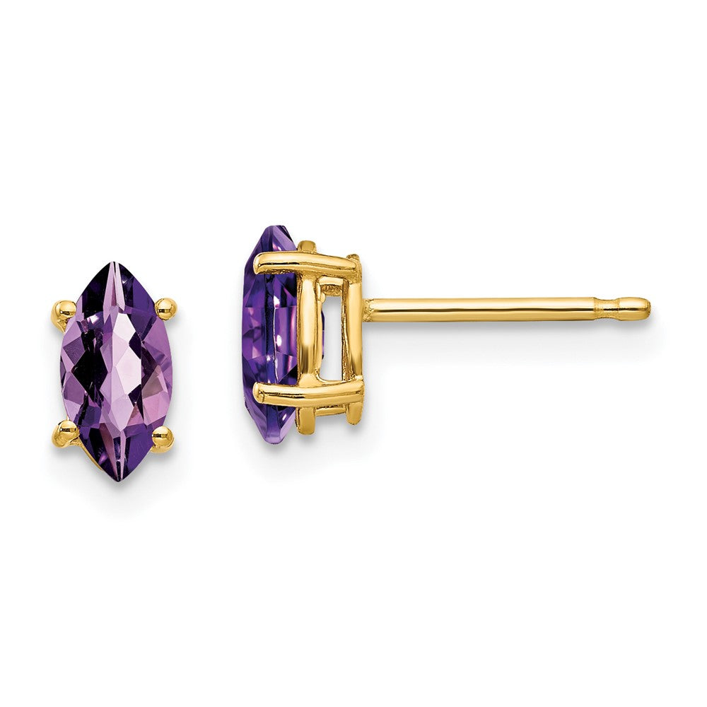14k Yellow Gold 7x3.5mm Marquise Amethyst Earrings