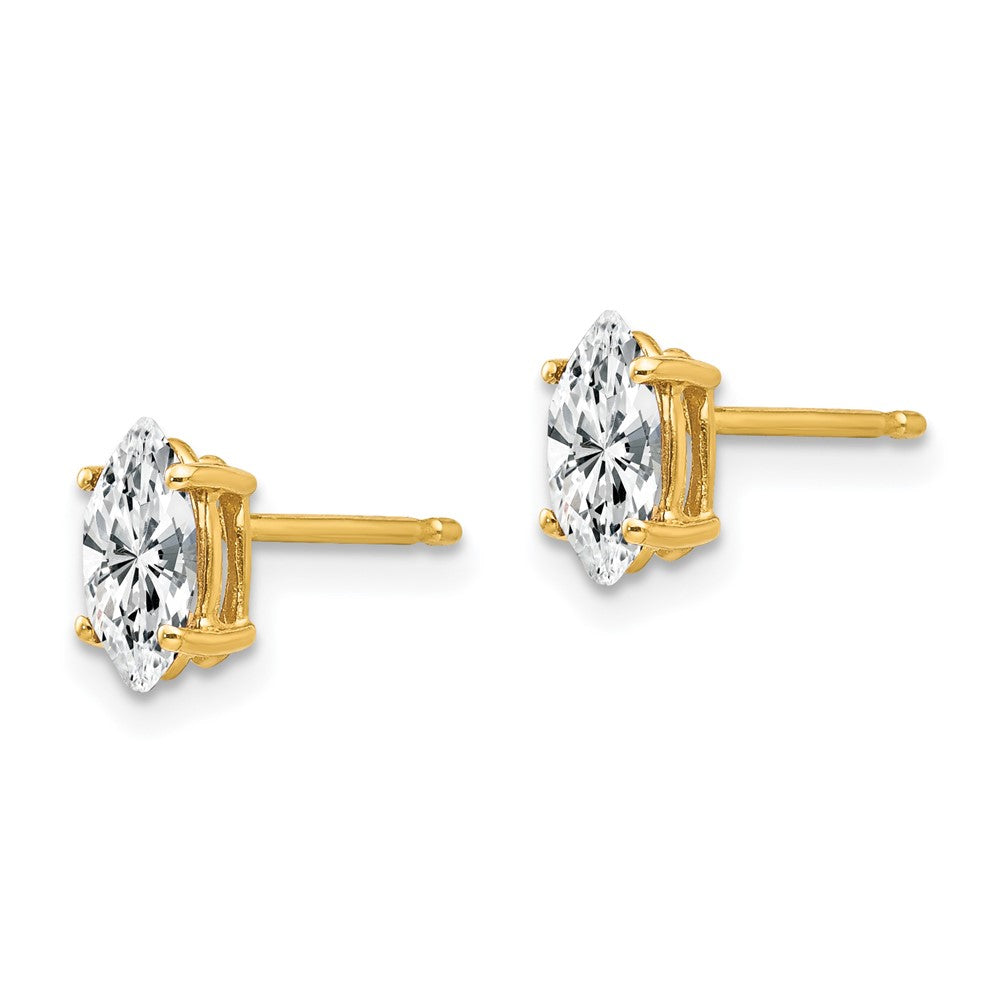 14k Yellow Gold 7x3.5mm Marquise Cubic Zirconia Earrings