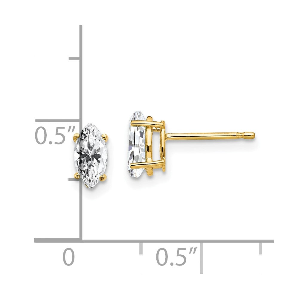 14k Yellow Gold 7x3.5mm Marquise Cubic Zirconia Earrings