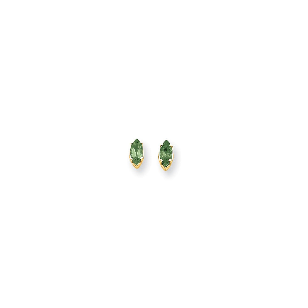 14k Yellow Gold 7x3.5mm Marquise Emerald Earrings