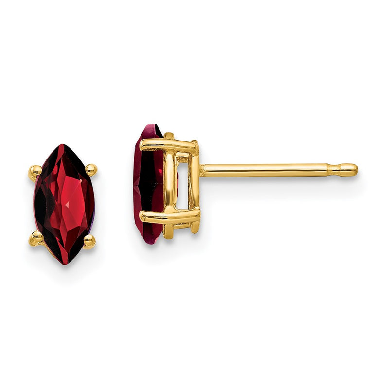 14k Yellow Gold 7x3.5mm Marquise Garnet Earrings