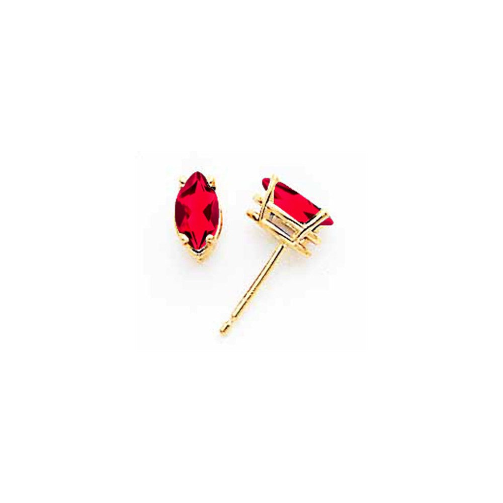 14k Yellow Gold 7x3.5mm Marquise Ruby Earrings