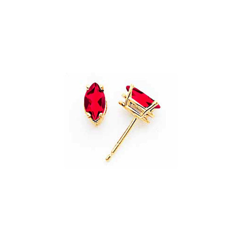 14k Yellow Gold 7x3.5mm Marquise Ruby Earrings