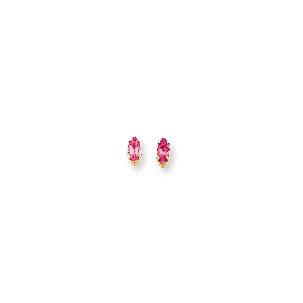 14k Yellow Gold 7x3.5mm Marquise Pink Sapphire Earrings