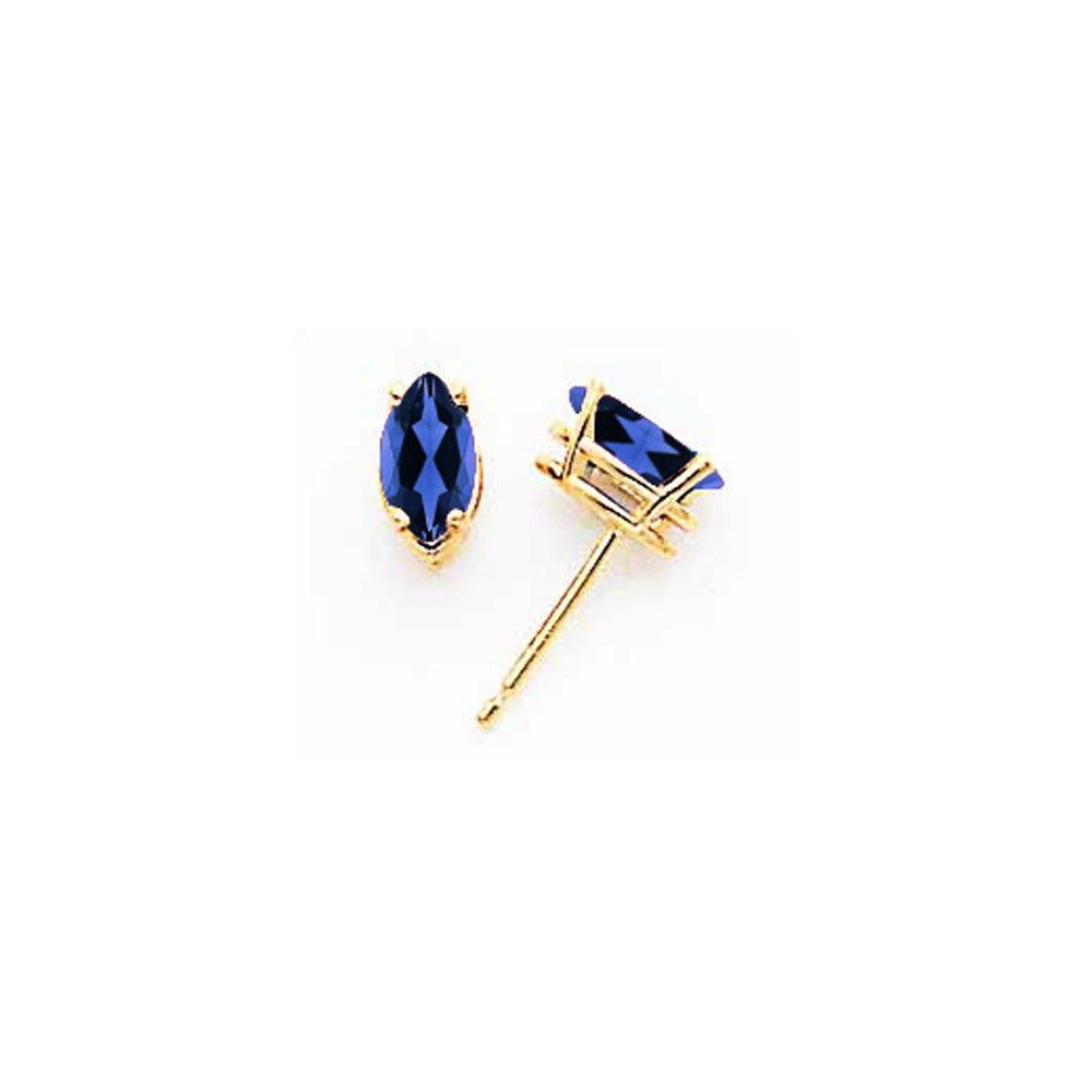 14k Yellow Gold 7x3.5mm Marquise Sapphire Earrings