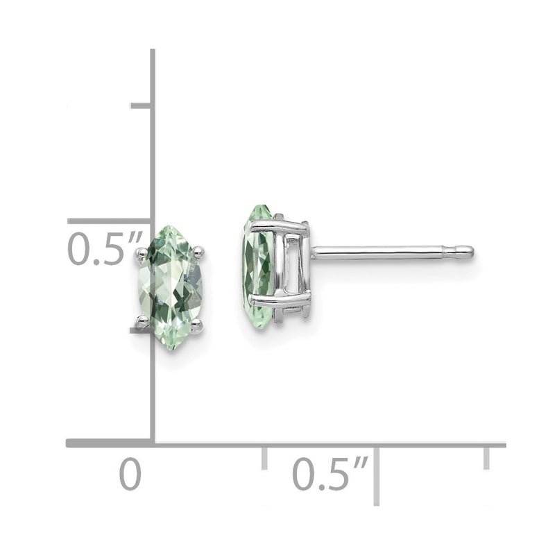 14k White Gold 7x3.5mm Marquise Green Quartz Earring