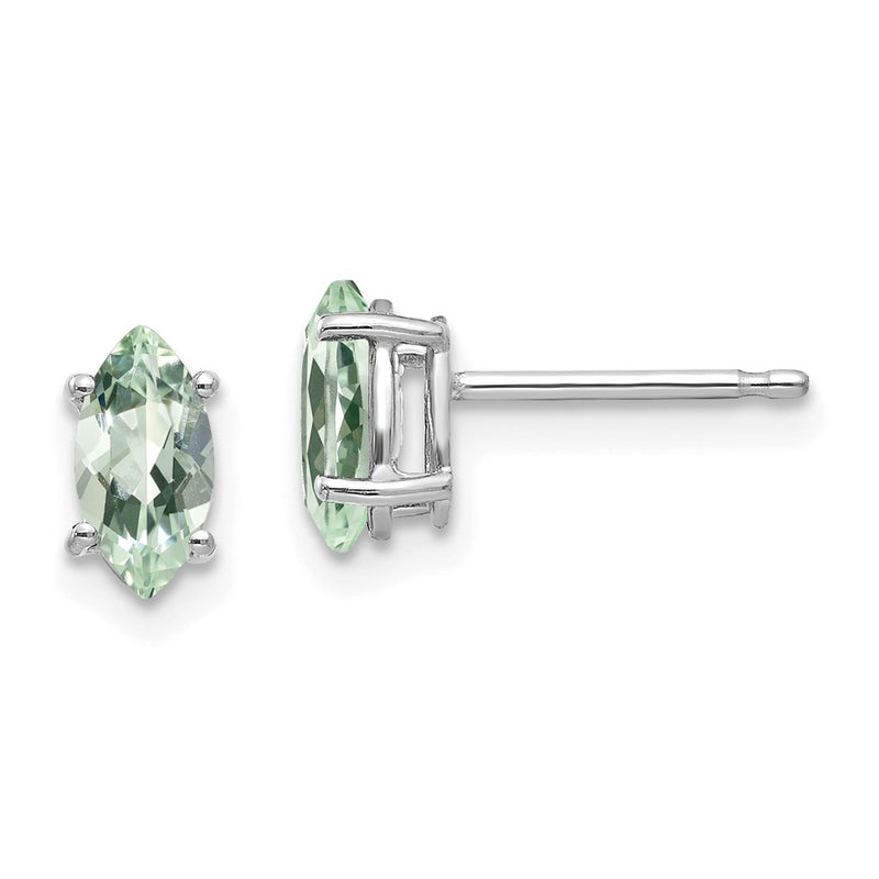 14k White Gold 7x3.5mm Marquise Green Quartz Earring
