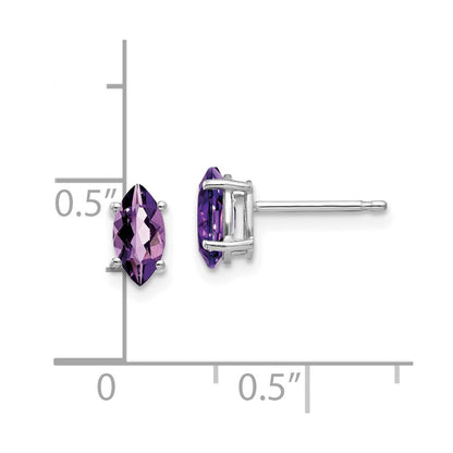 14k White Gold 7x3.5mm Marquise Amethyst Earrings