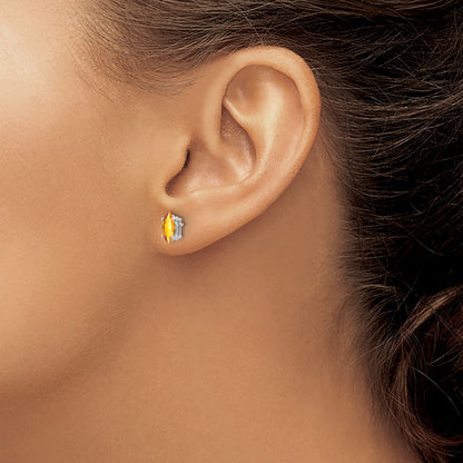 14k White Gold 7x3.5mm Marquise Citrine Earrings