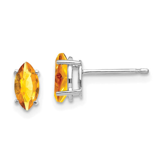 14k White Gold 7x3.5mm Marquise Citrine Earrings