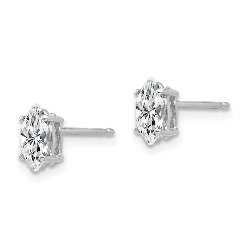 14k White Gold 7x3.5mm CZ Marquise Stud Earring