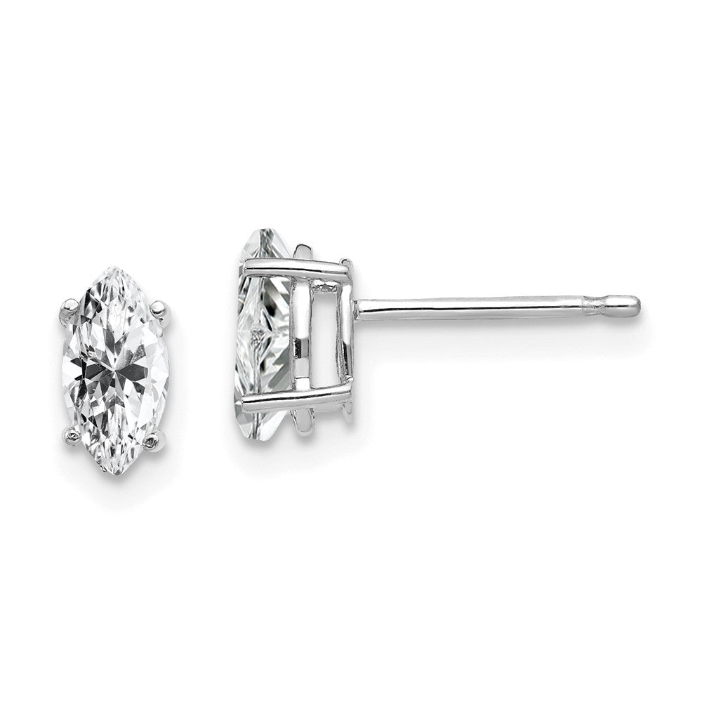 14k White Gold 7x3.5mm CZ Marquise Stud Earring