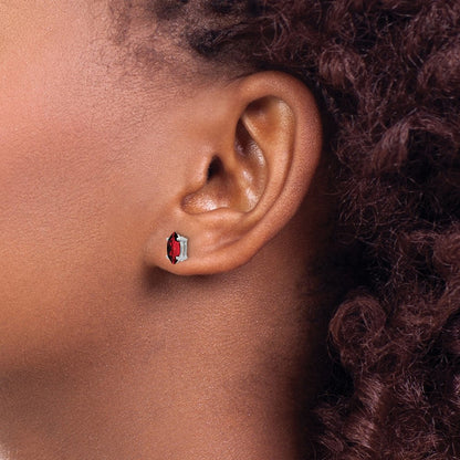 14k White Gold 7x3.5mm Marquise Garnet Earrings