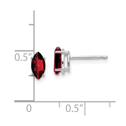 14k White Gold 7x3.5mm Marquise Garnet Earrings