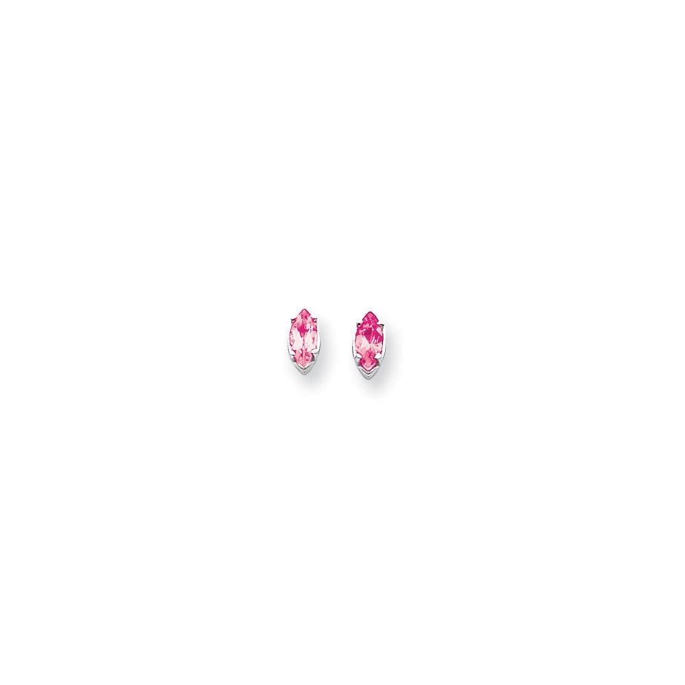 14k White Gold 7x3.5mm Marquise Pink Tourmaline earring