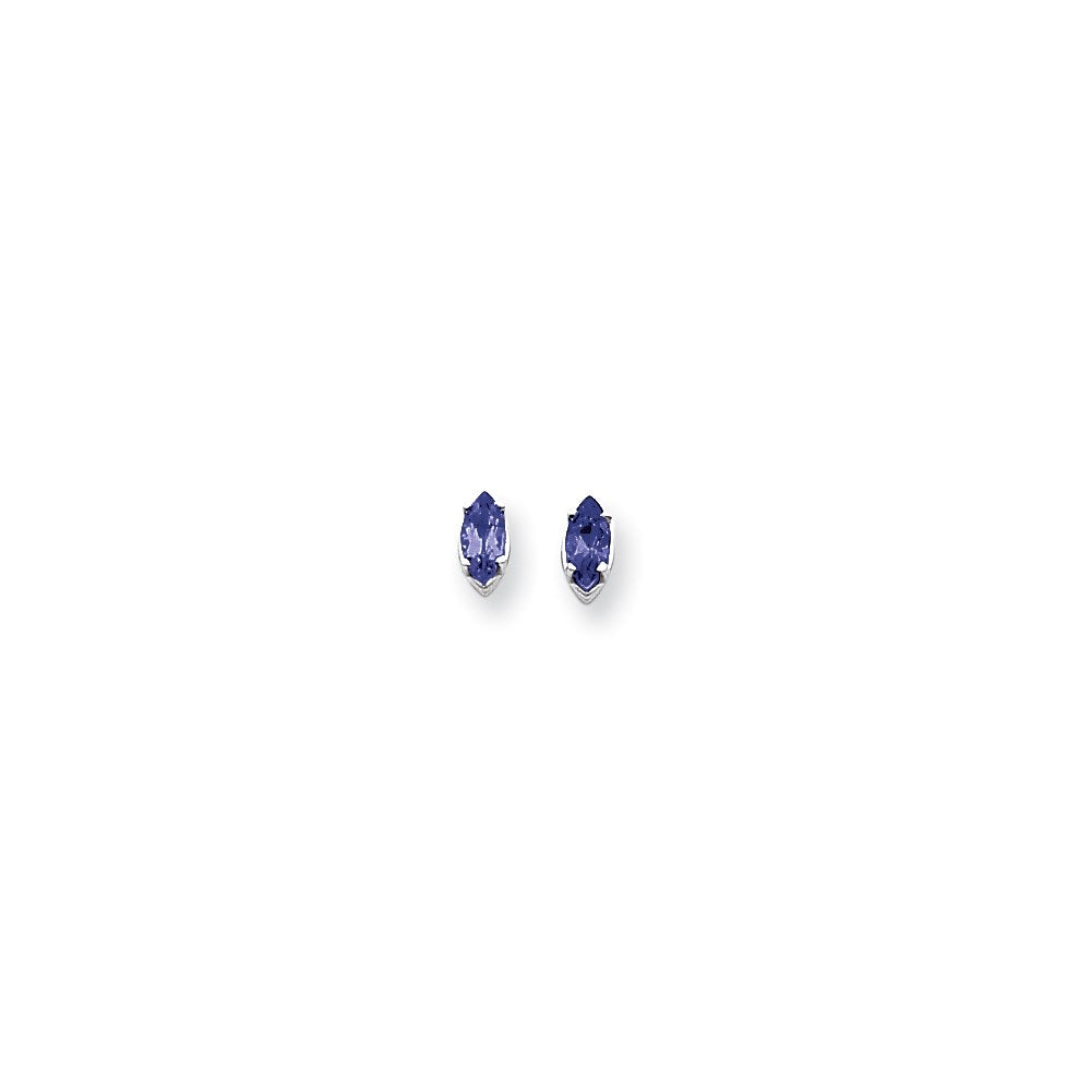 14k White Gold 7x3.5mm Marquise Sapphire Earrings