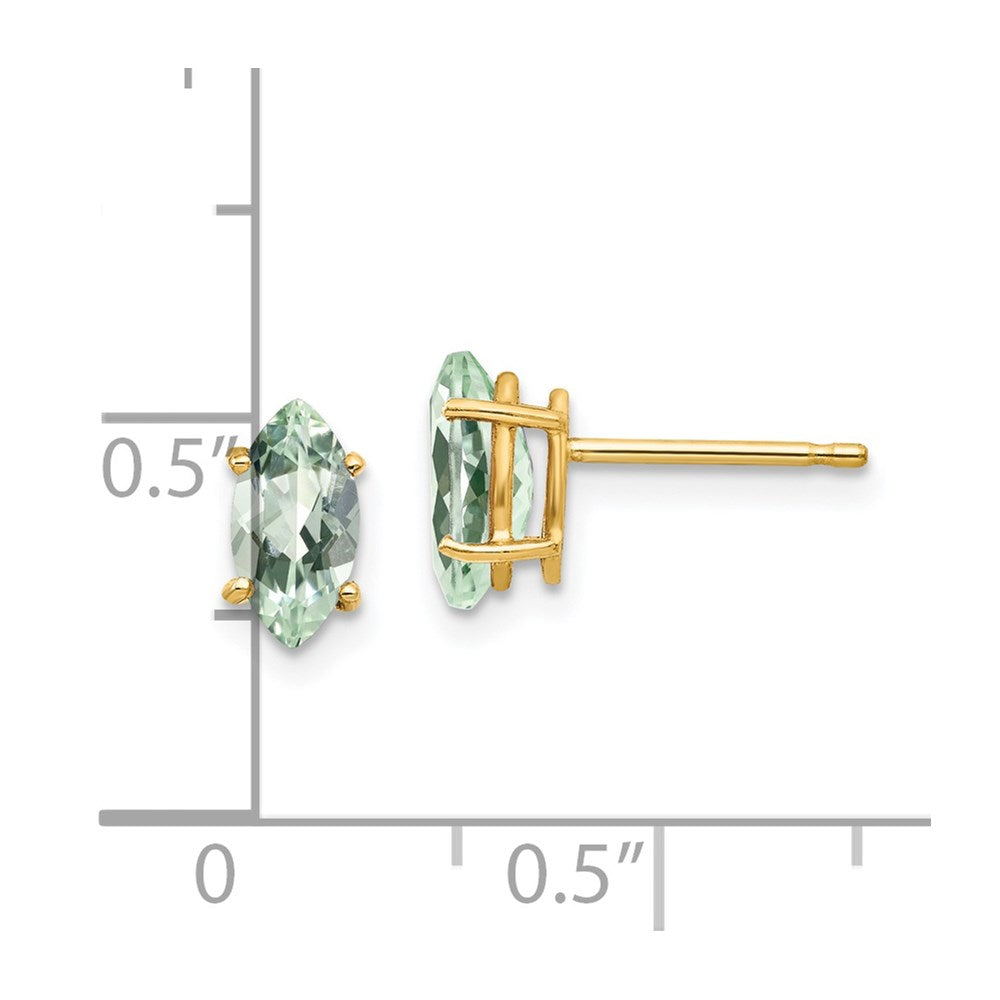 14k Yellow Gold 8x4 Marquise Green Quartz Earring