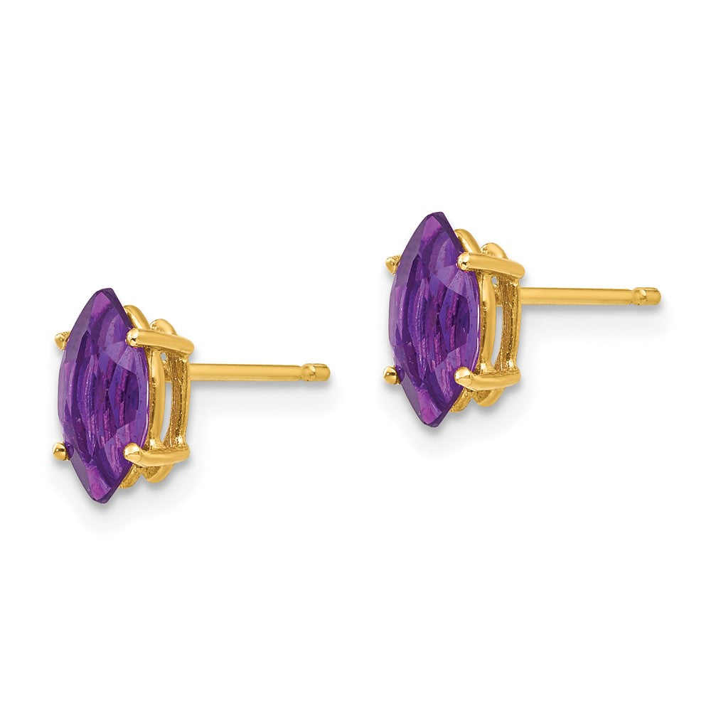 14k Yellow Gold 8x4mm Marquise Amethyst Earrings