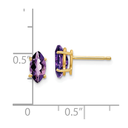 14k Yellow Gold 8x4mm Marquise Amethyst Earrings