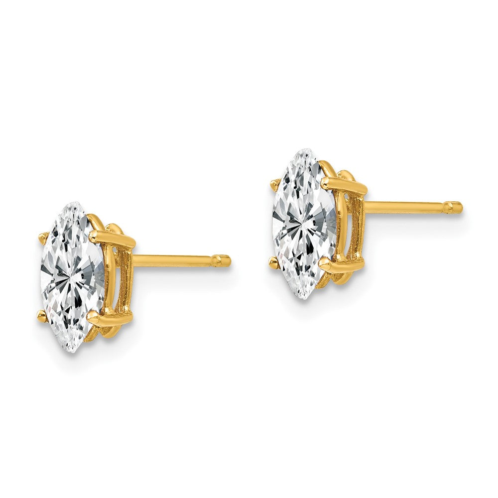 14k Yellow Gold 8x4mm Marquise Cubic Zirconia Earrings