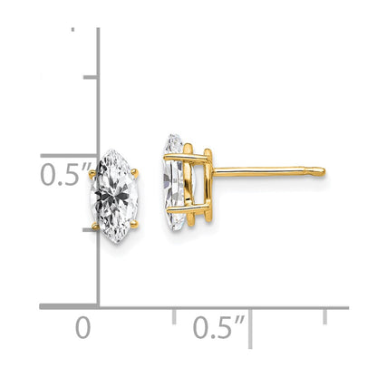 14k Yellow Gold 8x4mm Marquise Cubic Zirconia Earrings