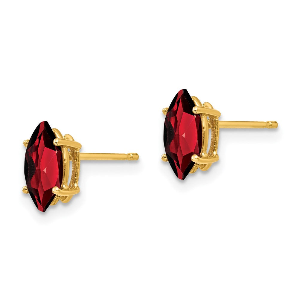 14k Yellow Gold 8x4mm Marquise Garnet Earrings