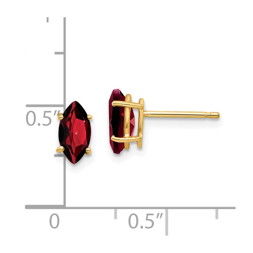 14k Yellow Gold 8x4mm Marquise Garnet Earrings