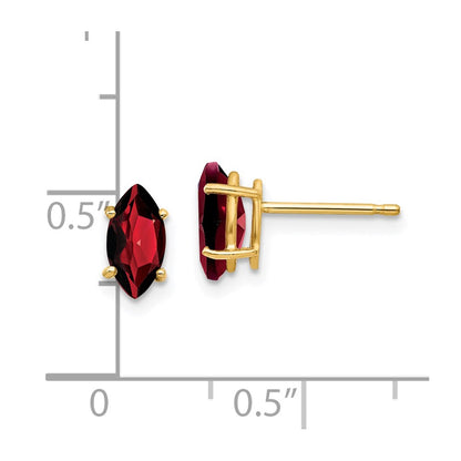 14k Yellow Gold 8x4mm Marquise Garnet Earrings