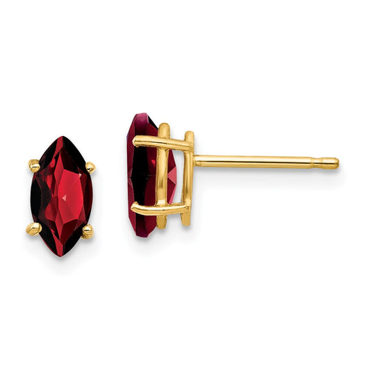 14k Yellow Gold 8x4mm Marquise Garnet Earrings