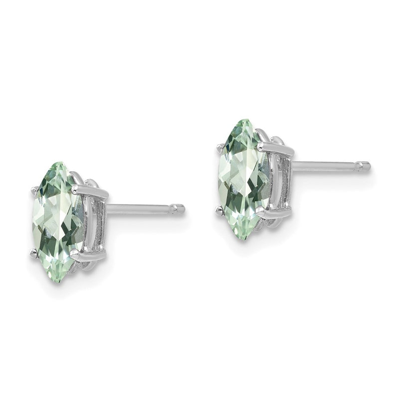 14k White Gold 8x4mm Marquise Green Quartz Earring