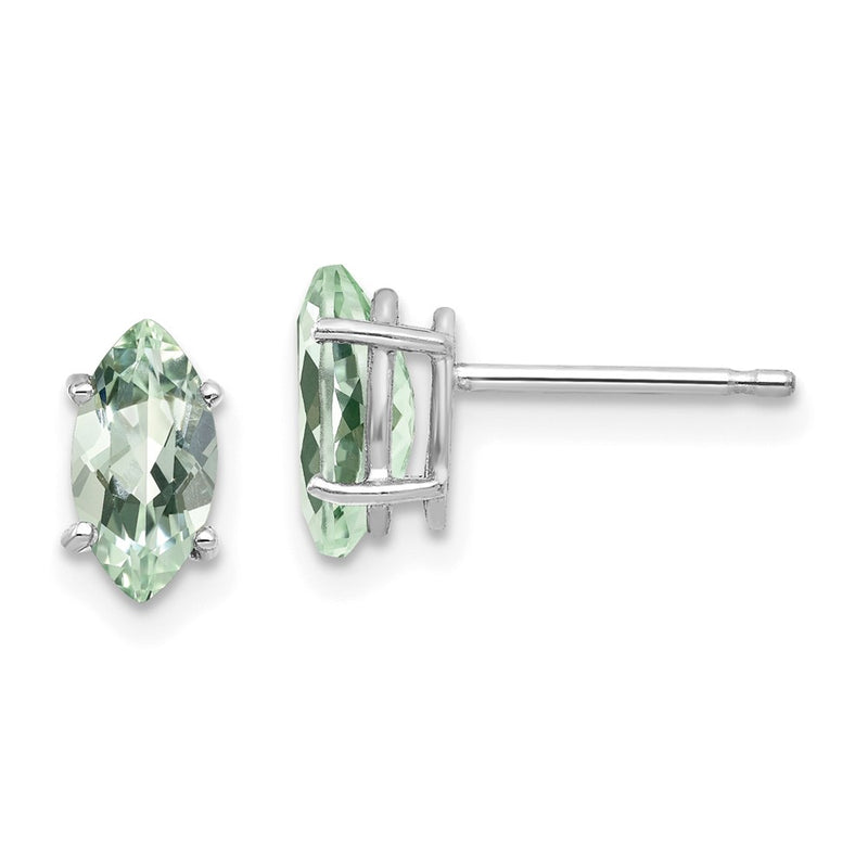 14k White Gold 8x4mm Marquise Green Quartz Earring