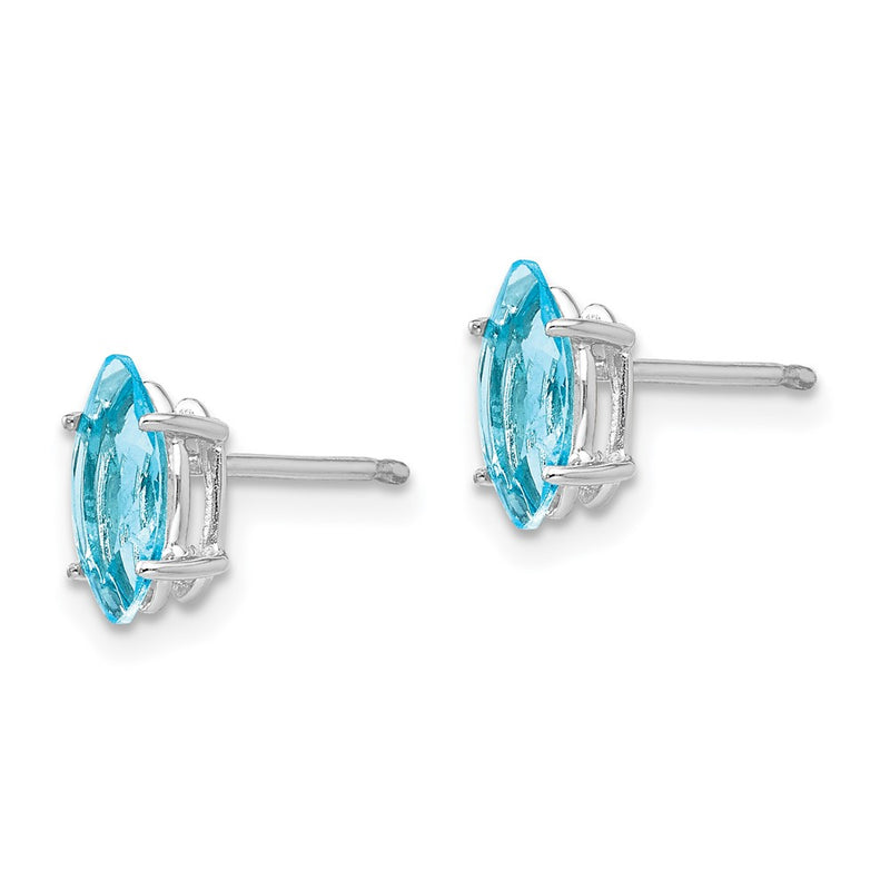 14k White Gold 8x4mm Marquise Blue Topaz Earrings