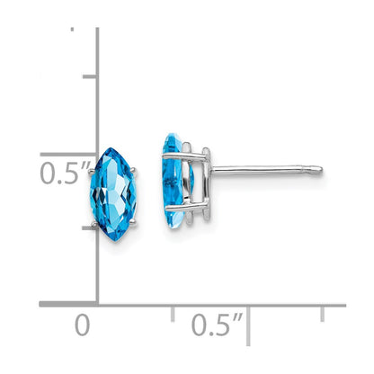 14k White Gold 8x4mm Marquise Blue Topaz Earrings