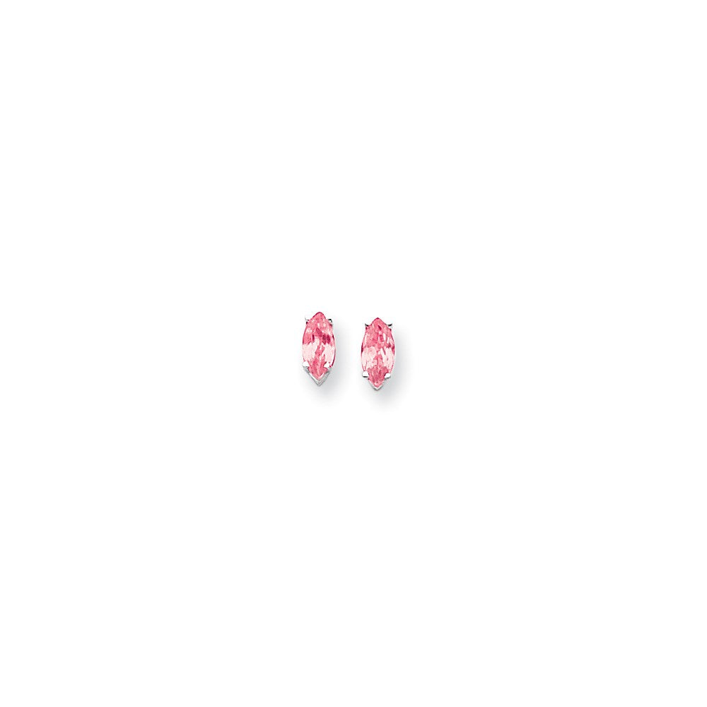 14k White Gold 8x4mm Marquise Pink Tourmaline earring