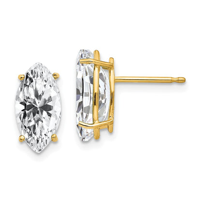 14k Yellow Gold 10x5mm Marquise Cubic Zirconia Earrings