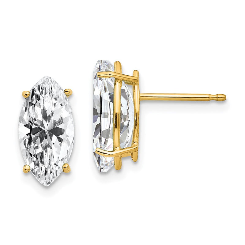14k Yellow Gold 10x5mm Marquise Cubic Zirconia Earrings