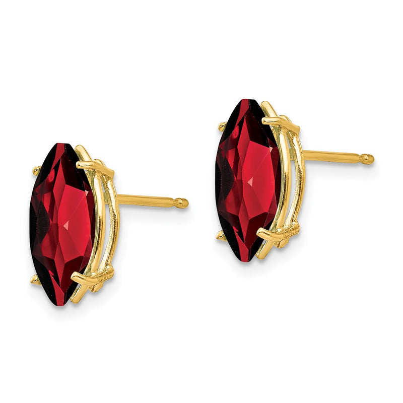 14k Yellow Gold Garnet Marquise Stud Earring