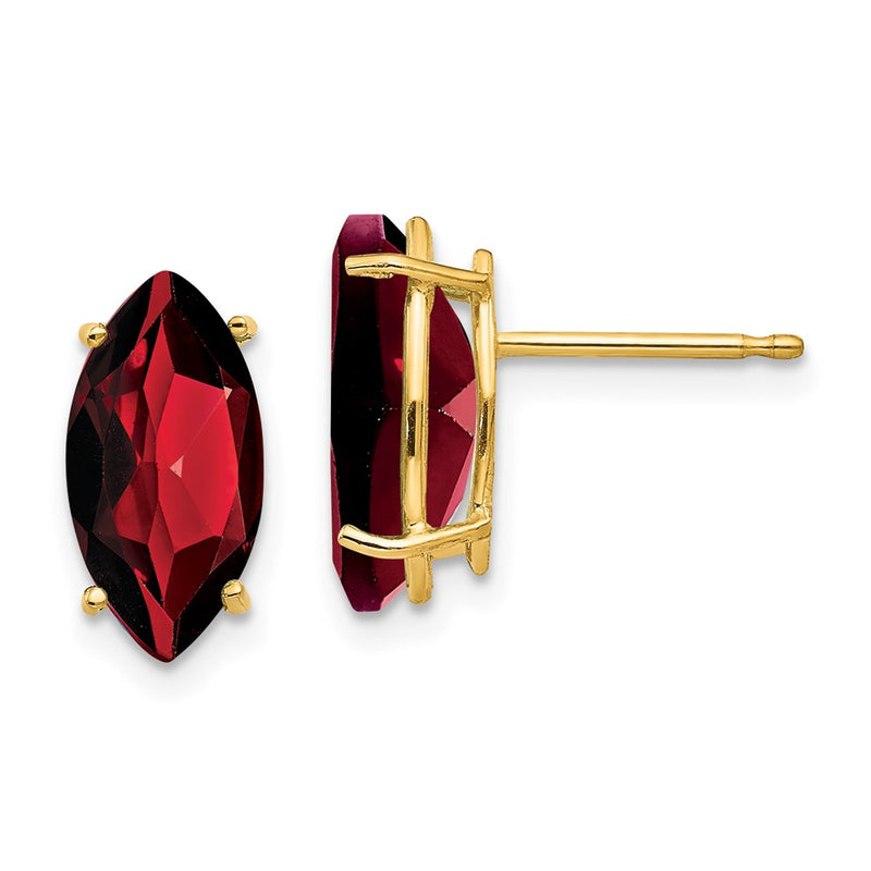 14k Yellow Gold Garnet Marquise Stud Earring