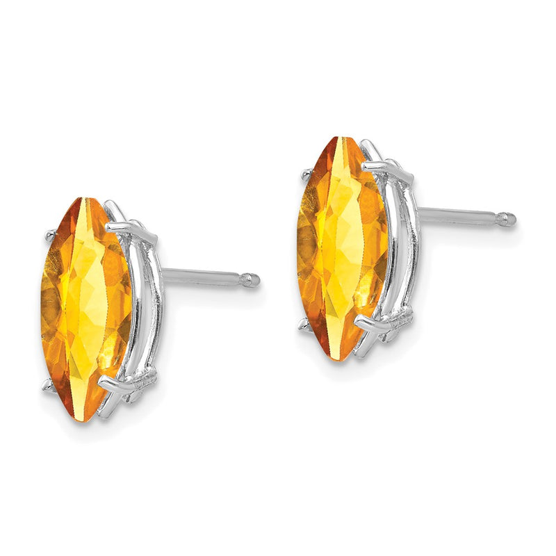 14k White Gold 10x5mm Marquise Citrine Earrings