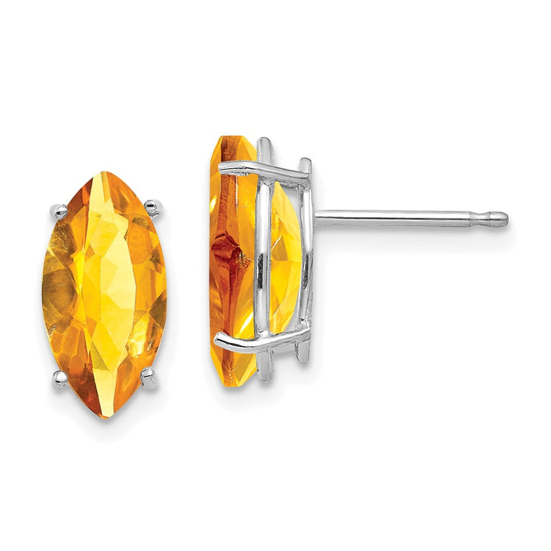 14k White Gold 10x5mm Marquise Citrine Earrings
