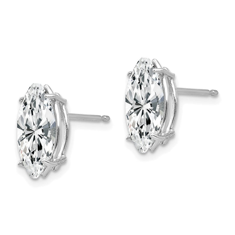 14k White Gold 10x5mm Cubic Zirconia Marquise Stud Earring