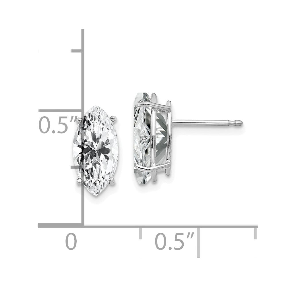 14k White Gold 10x5mm Cubic Zirconia Marquise Stud Earring